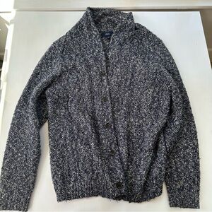 Cozy Blue and White Knit Cardigan